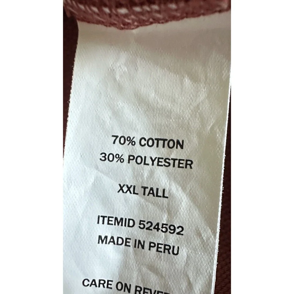 LL Bean Bold Coast Pullover Mens XXL Tall Rust Red Snap Neck Sweatshirt